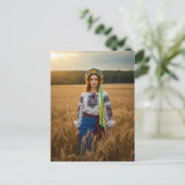 ウクライナかわいらしルガールイエローブルーリースはがき ポストカード (スタンド正面)