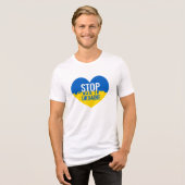 ウクライナでの戦争を止めよう。 トライブレンドＴシャツ (正面全面)