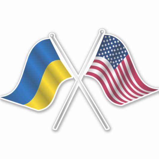 ウクライナとアメリカ国旗カスタムの切り取りビニールのシール シール (正面)