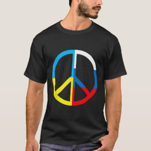 ウクライナとロシアの旗を持つピースサイン - 世界の平和 Tシャツ