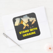 ウクライナと共に地図を持って立つ スクエアシール (封筒)