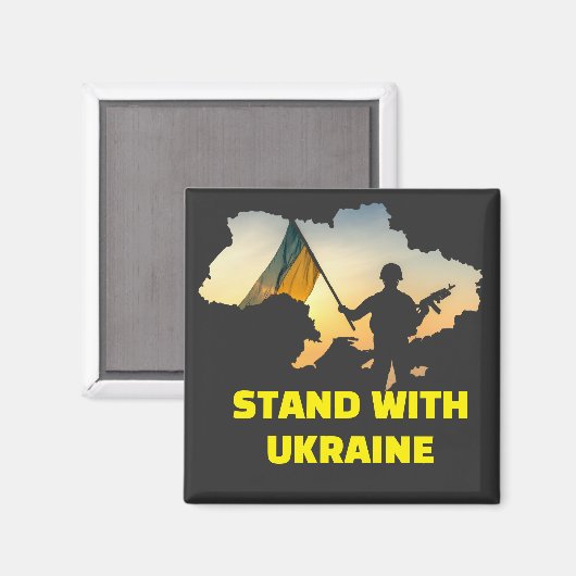 ウクライナと共に地図を持って立つ マグネット (正面/裏面)