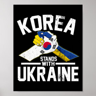 ウクライナと共に立つ韓国 ウクライナ 韓国国旗Tシャツ ポスター