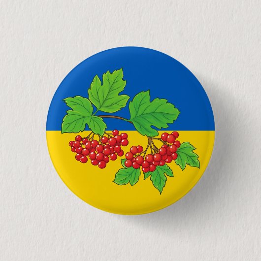 ウクライナと共に立つ | Kalyna (viburnum)ボタン 缶バッジ (正面)