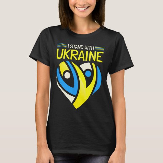 ウクライナと共に フラッグ プーチン反対 戦争反対 ウ Tシャツ (正面)