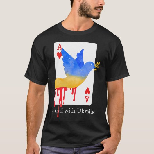 ウクライナと共に 戦争支持のエースTシャツ Tシャツ (正面)