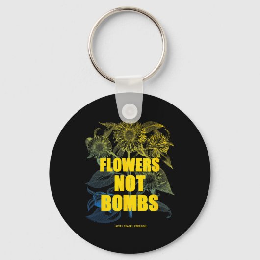 ウクライナと共に 花を爆弾ではなく 平和を ウクライナ キーホルダー (正面)