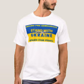 ウクライナと立つ – 戦争Tシャツにノーと言う Tシャツ (正面)