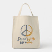 ウクライナと立つ – PEACE Symbol Sign Freedom トートバッグ (裏面)