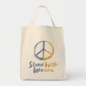 ウクライナと立つ – PEACE Symbol Sign Freedom トートバッグ (正面)