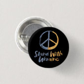 ウクライナと立つ – PEACE Symbol Sign Freedom 缶バッジ (正面&裏面)