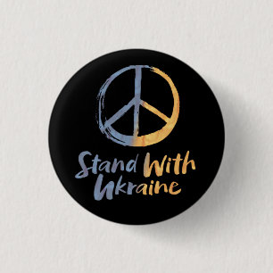 ウクライナと立つ – PEACE Symbol Sign Freedom 缶バッジ