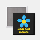 ウクライナと連帯 青と黄色の花 マグネット (正面/裏面)
