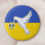 ウクライナにおけるウクライナ国旗の和平アンチ戦争 缶バッジ<br><div class="desc">ウクライナアンチの戦争ボタン運は、青と黄色のウクラニアンの旗の背景に白い鳩のオリーブの枝を特集。</div>