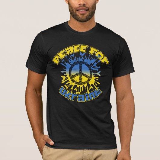 ウクライナに平和を。あなたのウクライナへの支持を示す Tシャツ (正面)