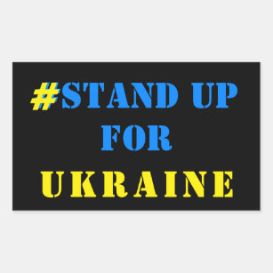 #ウクライナに立ち向かえ – 自由 – ウクライナ国旗  長方形シール