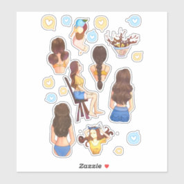 ウクライナのかわいい女の子は青と黄色のシール シール