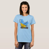 ウクライナのために祈りを ハートと鳩 Tシャツ (正面フル)