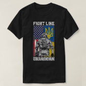 ウクライナのアメリカのフラッグズヴェートのように戦う Tシャツ (デザイン正面)