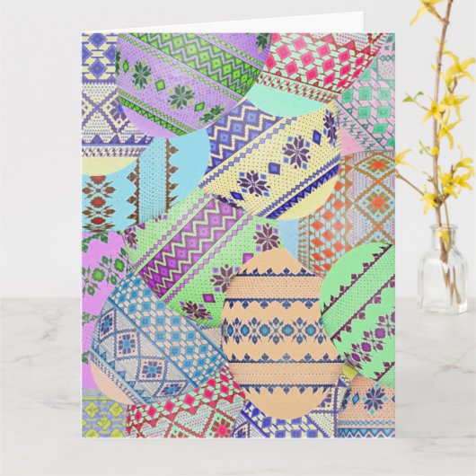 ウクライナのイースターエッグ（ピサンキー）グリーティングカード カード (黄色い花)