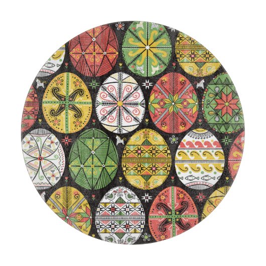 ウクライナのイースターエッグ、ヴィンテージパターン。 カッティングボード (正面)