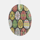 ウクライナのイースターエッグ、ヴィンテージパターン。 ガラスオーナメント (正面左)