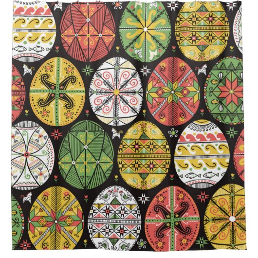 ウクライナのイースターエッグ、ヴィンテージパターン。 シャワーカーテン (正面)