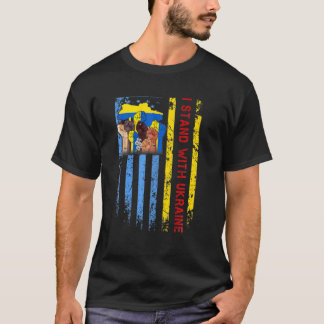ウクライナのウクライナのアメリカ国旗の恋人サポートフレ Tシャツ