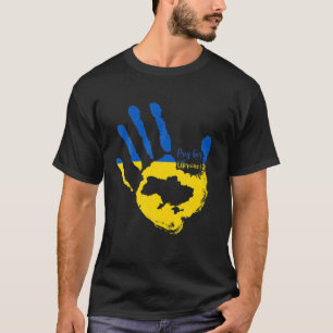 ウクライナのウク祈ライナの地図がウクライナと共に立つ Tシャツ