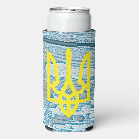 ウクライナのウルフシンボル、強いウクライナア誇りを持ったート スリム缶クーラー (Seltzer裏面)
