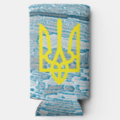 ウクライナのウルフシンボル、強いウクライナア誇りを持ったート スリム缶クーラー (裏面)