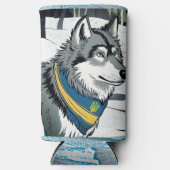 ウクライナのウルフシンボル、強いウクライナア誇りを持ったート スリム缶クーラー (正面)