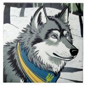 ウクライナのウルフシンボル、強いウクライナア誇りを持ったート タイル (正面)