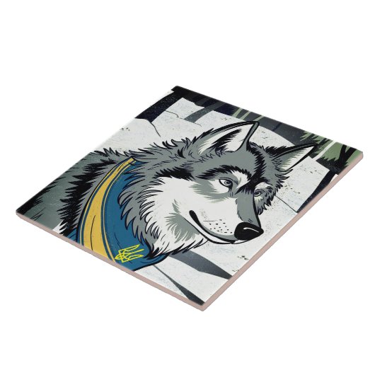 ウクライナのウルフシンボル、強いウクライナア誇りを持ったート タイル (側面)