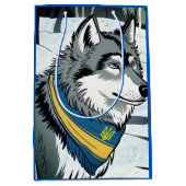 ウクライナのウルフシンボル、強いウクライナア誇りを持ったート ミディアムペーパーバッグ (正面)