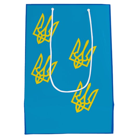 ウクライナのウルフシンボル、強いウクライナア誇りを持ったート ミディアムペーパーバッグ (裏面)