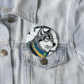 ウクライナのウルフシンボル、強いウクライナア誇りを持ったート 缶バッジ (インサイチュ)