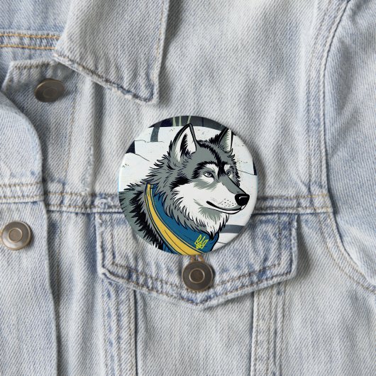 ウクライナのウルフシンボル、強いウクライナア誇りを持ったート 缶バッジ (インサイチュ)