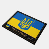 ウクライナのエンブレム、ウクライナ国旗のマット/スポーツへようこそ ドアマット (アングル)
