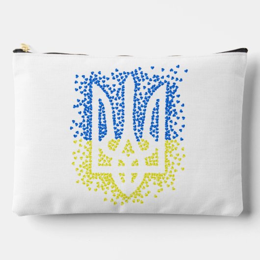 ウクライナのエンブレムtrident tryzub散乱ハート アクセサリーポーチ (正面)