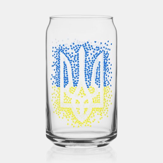 ウクライナのエンブレムtrident tryzub散乱ハート ガラス缶 (正面)