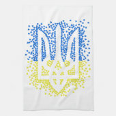 ウクライナのエンブレムtrident tryzub散乱ハート キッチンタオル (縦)