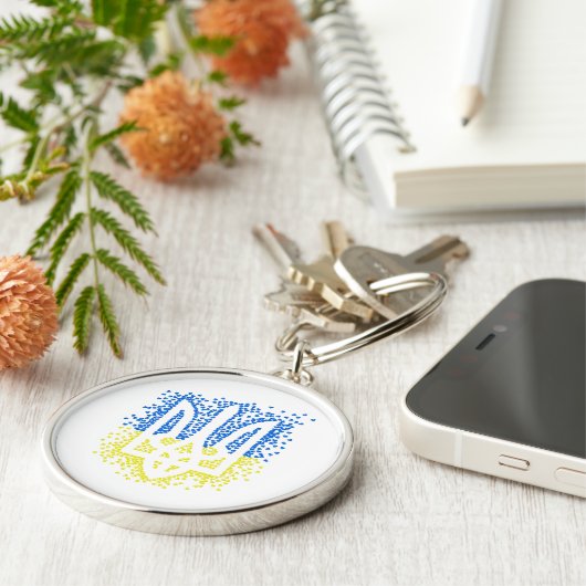 ウクライナのエンブレムtrident tryzub散乱ハート キーホルダー (側面)