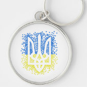 ウクライナのエンブレムtrident tryzub散乱ハート キーホルダー (正面)