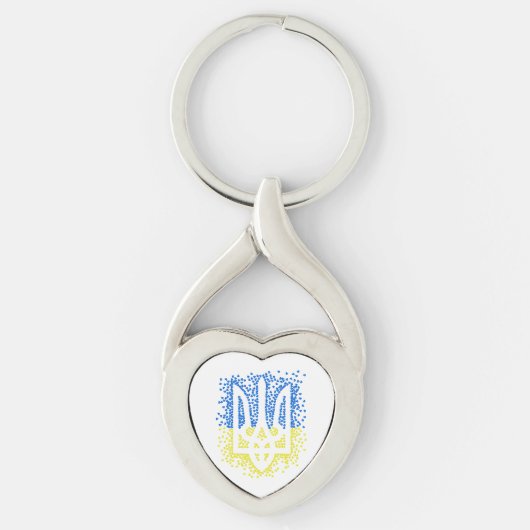 ウクライナのエンブレムtrident tryzub散乱ハート キーホルダー (正面)