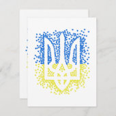 ウクライナのエンブレムtrident tryzub散乱ハート サンキューカード (正面/裏面)