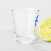 ウクライナのエンブレムtrident tryzub散乱ハート ショットグラス (左)