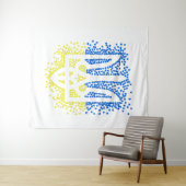 ウクライナのエンブレムtrident tryzub散乱ハート タペストリー (インサイチュ(横))