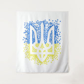 ウクライナのエンブレムtrident tryzub散乱ハート タペストリー (正面)