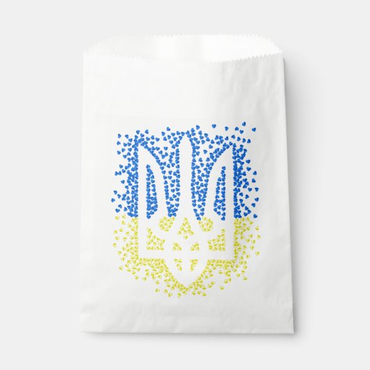 ウクライナのエンブレムtrident tryzub散乱ハート フェイバーバッグ (正面)